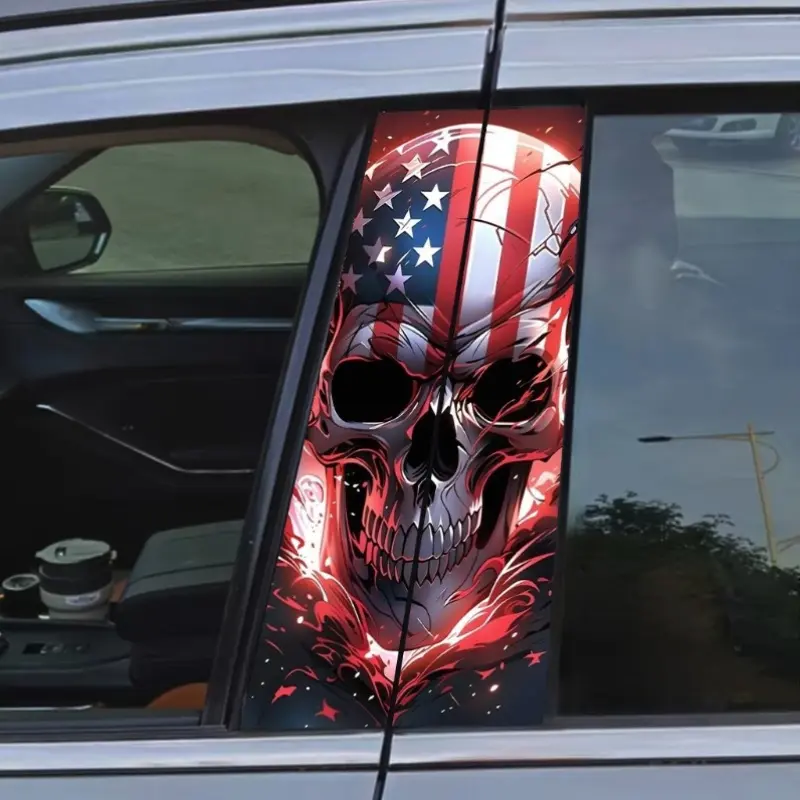 2-Pack, Car Door Pillar Decals - Waterproof And Scratch Resistant Vinyl B-Pillar Stickers, Self-Adhesive PE Graphics for Vehicle Decoration, Glossy Finish, Rectangular