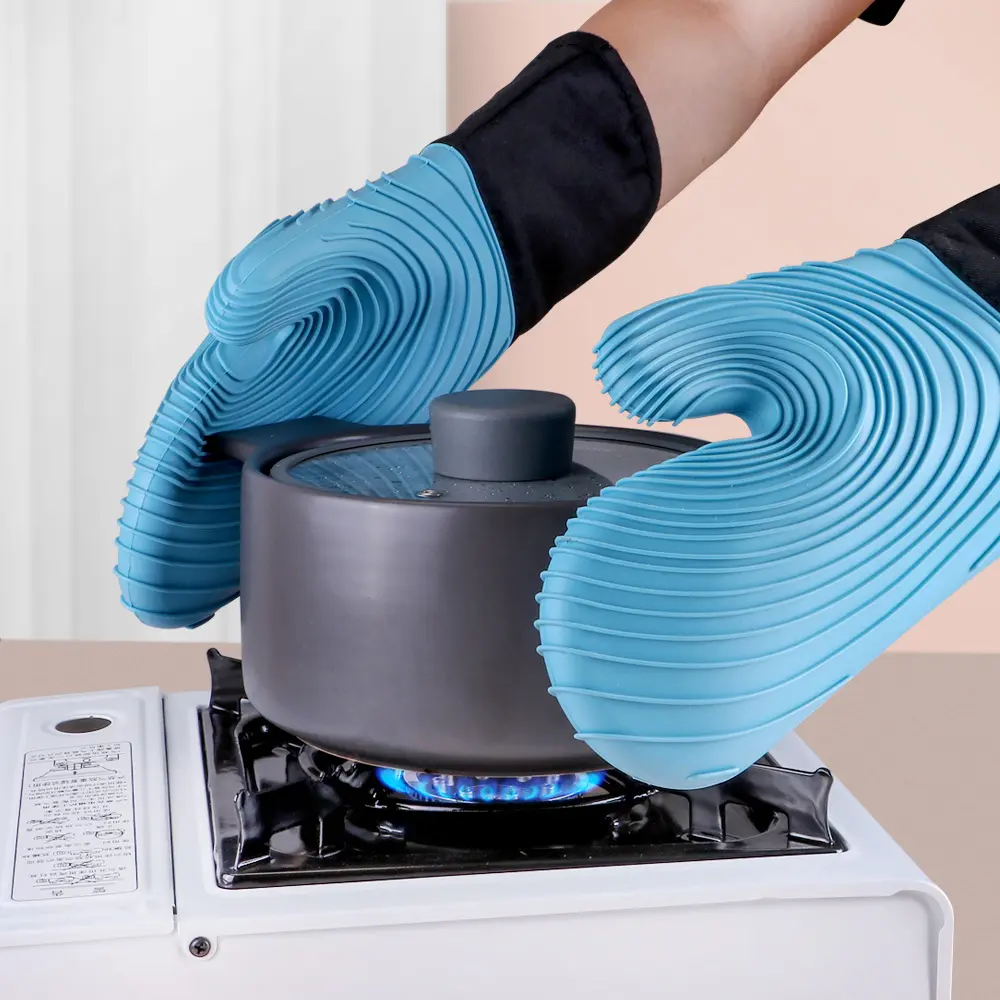 Silicone Sports Gloves - Heatproof Cooking Accessories, Anti-Scald, Thickened Cotton for Kitchen Microwave Baking, Thick Cotton, Cooking Gloves