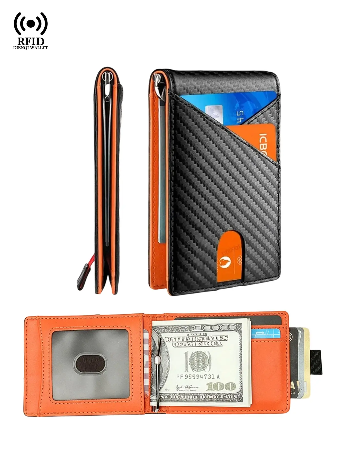 Men's Rfid Blocking Smart Wallet, Rfid Blocking Wallets, Slim Wallet, Multi Card Slots Wallet, Minimalist Card Holder, ID Cardholder with Window, Compact and Thin, Gift for Men, Daily Use