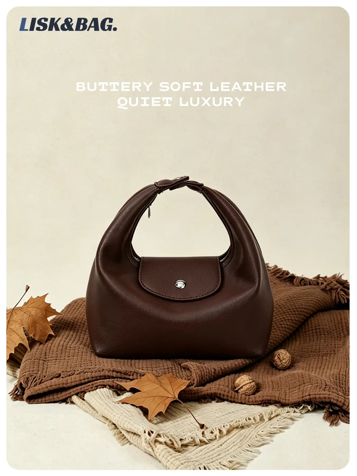 Chocolate Vegan Leather Small Crossbody Bag, Minimalist Soft Flip Cover, Lightweight Daily Use, Perfect for Office & Travel, Casual Shoulder Purse