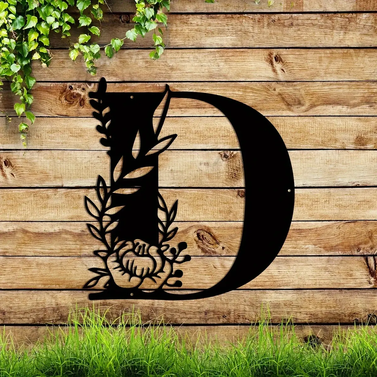 1Pc Personalized Classic Initial Vintage Metal Sign, Metal Wall Art,Housewarming Gifts,Wedding Gifts,Door Hangers, Initial Wall Name DIY Decor ,Floral Flower Pledge Monogram Signs,Home Decoration,Holiday Decoration