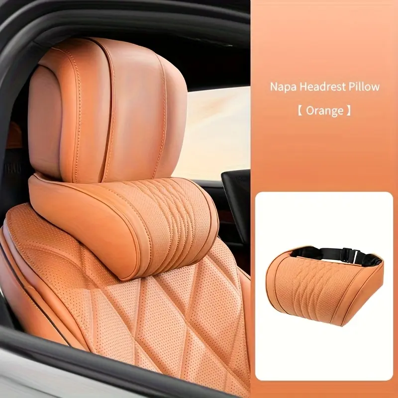 Car Neck Support Pillow, Nappa Leather Seat Cushion with Good Air Permeability, Full Season Use, Stylish Interior Part for Sedan, SUV and More, Breathable Neck Cushion, Car Accessories