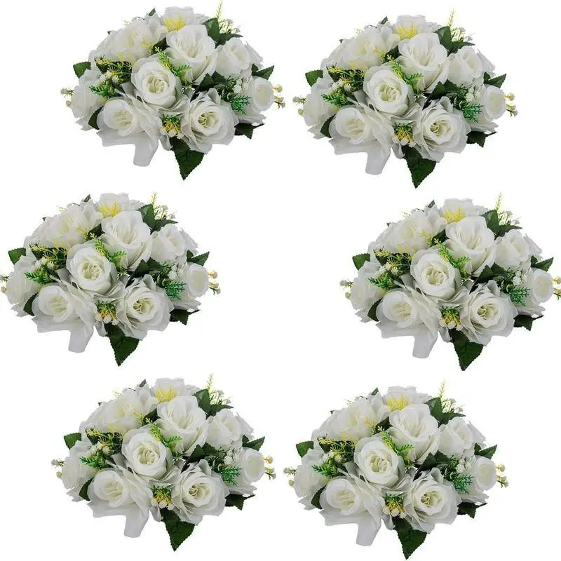 With the base set that mimics a realistic rose ball, this floral art set includes 6 complete sets of artificial decorative flower bouquets. It is suitable for the main table decoration at weddings, and can be adapted for various occasions such as Hallowee