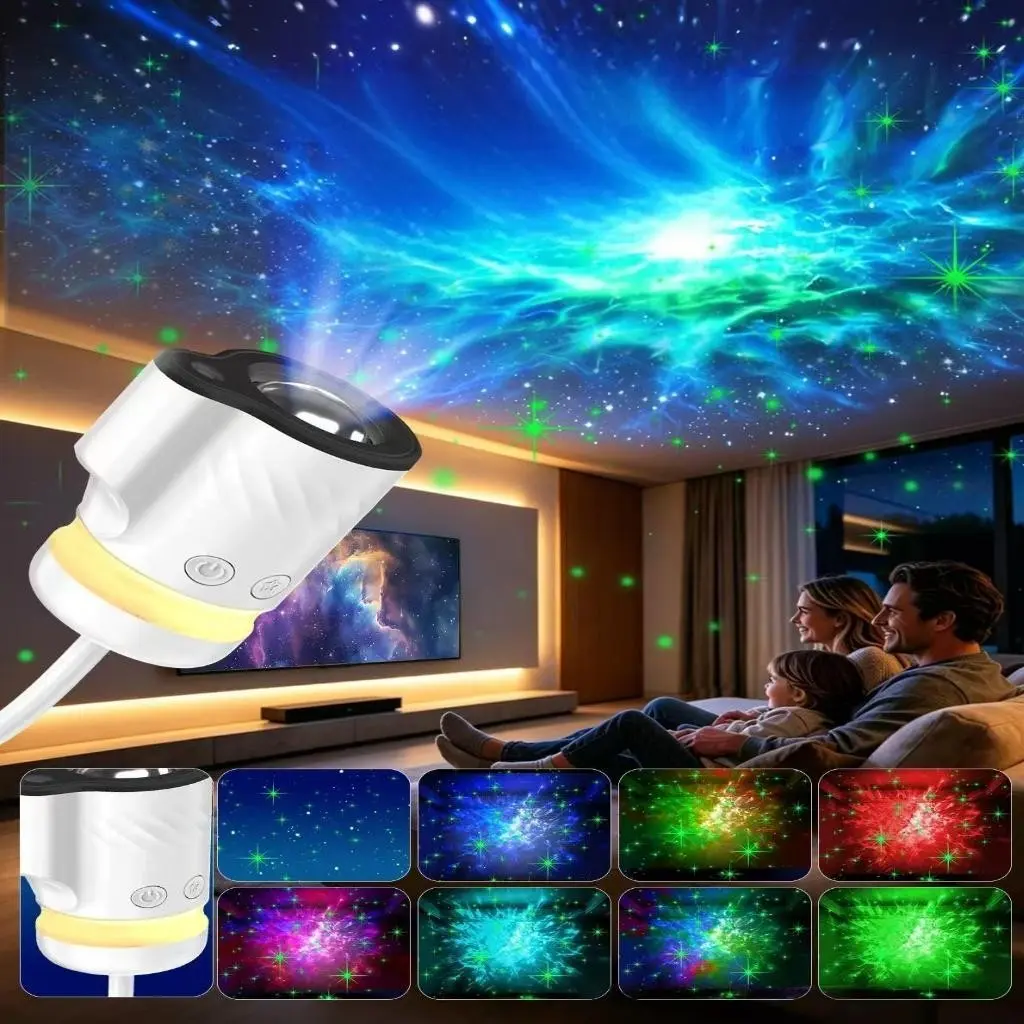 USB Starry Night Projector Lamp, 9 Light Modes, Car Home Bedroom Romantic Atmosphere, Full Sky Star Nightlight, Small Night Light