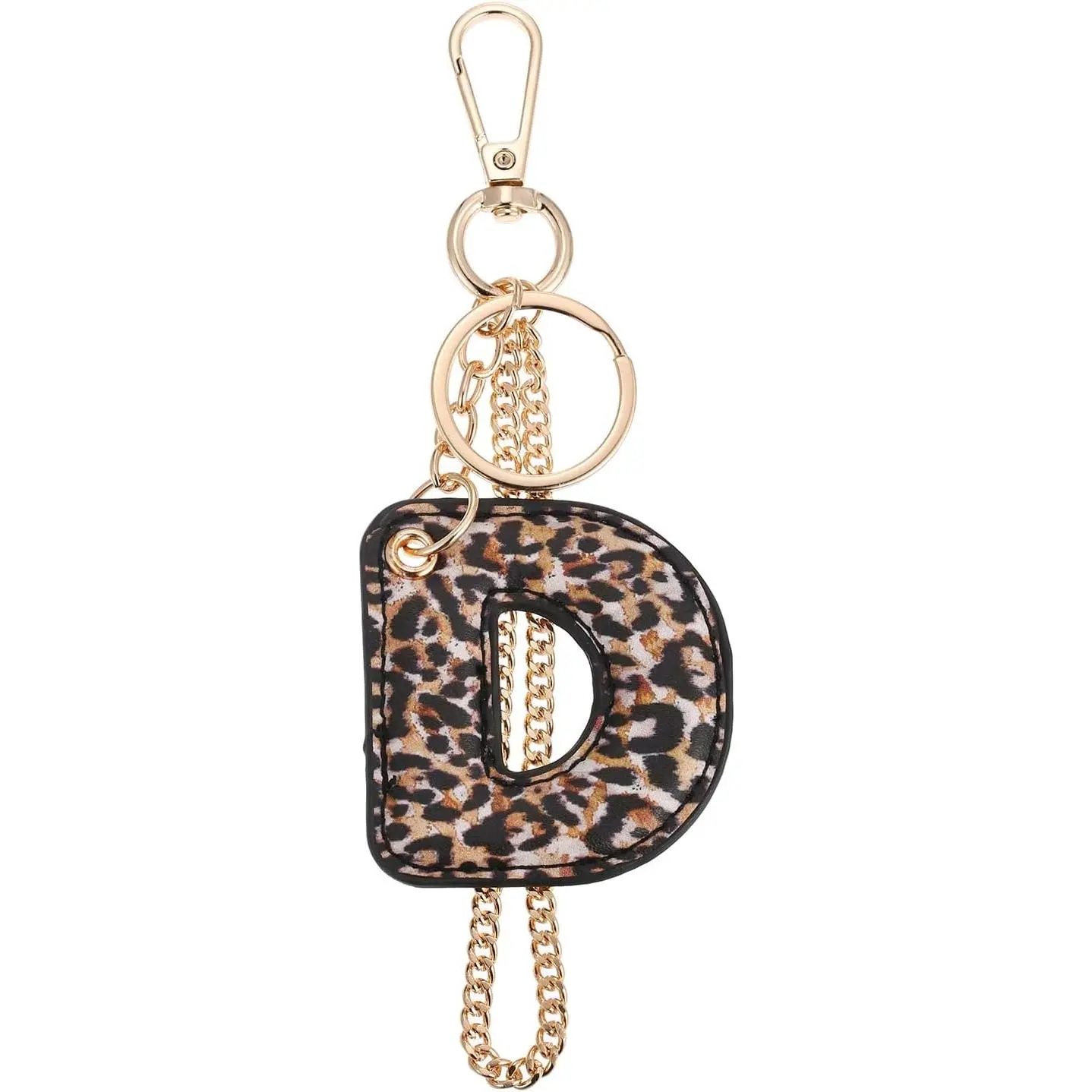 Leopard Letter Keychain  Women, PU leather Initial Letter Keyring Keychain Accessories Purse Handbags Charm