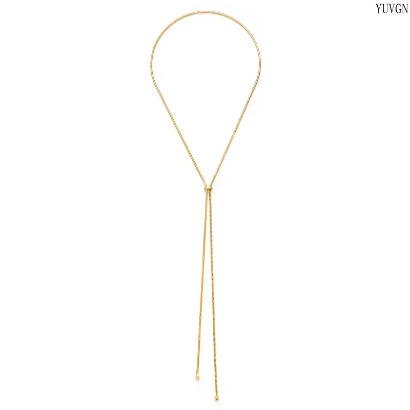 Women's Adjustable Long Length Beaded Chain Necklace - Anti-Fade, Sliding Clasp, Tassel Ends Jewelry for Indoor-Outdoor Leisure Recreation