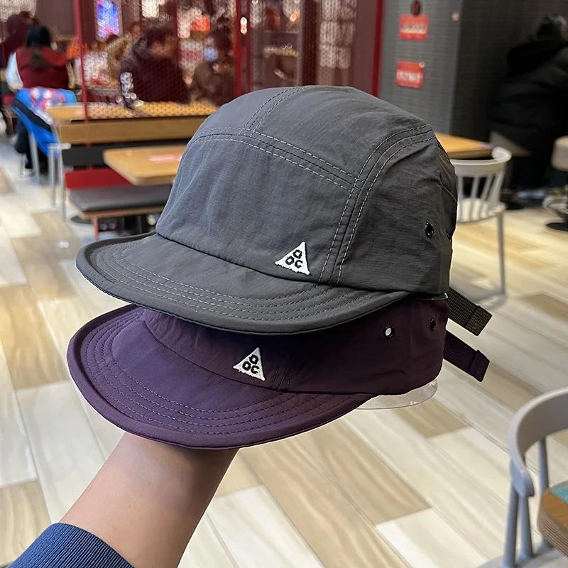 Lightweight Quick Dry 5-Panel Breathable Baseball Cap Nylon Outdoor Hat with Adjustable Strap for Hiking Running and Fishing