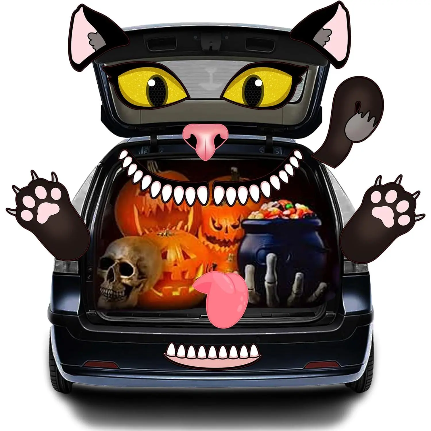 Halloween Trunk Or   Decorations Kit - 12 count Trunk Or  Decorations for SUV,  Trunk Decor PVC, Halloween  Garage Door Decor, Haunted House Outdoor Entryway , Party Supplies