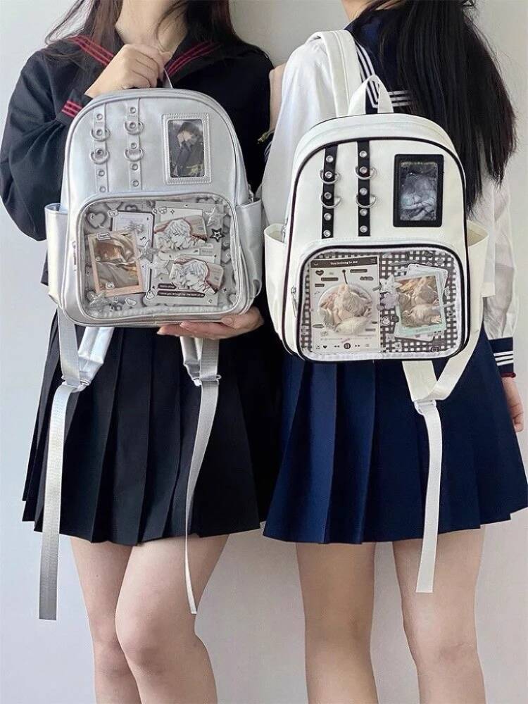 Y2K Cute Mini Backpack Women Fashion ItaBag Sweet Girl Transparent Rucksack DIY Personality Display Knapsack Lolita Shoulder Bag