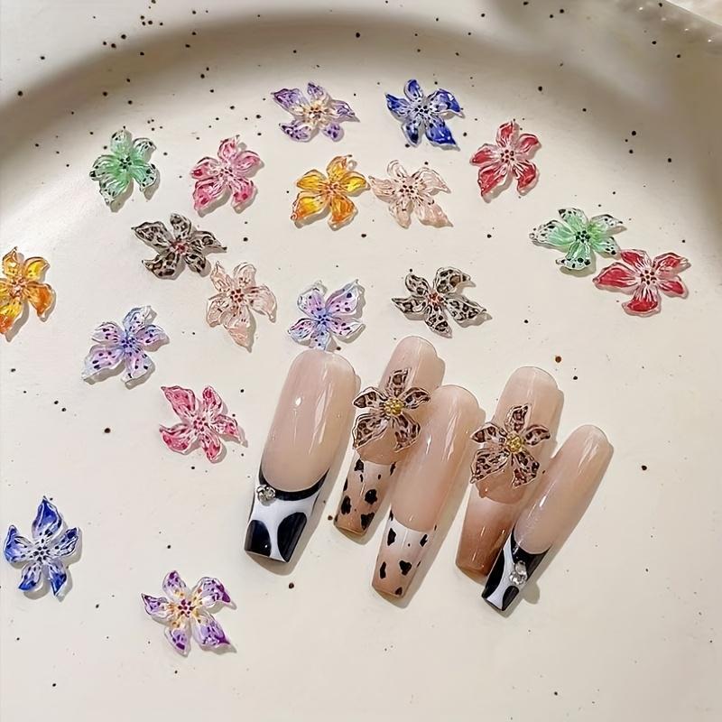 3D Flower Nail Art Charms, 50pcs Mixed Colorful Flower Nail Decoration, DIY Materials for Nail Art Decoration & Handmade Craft Accessories