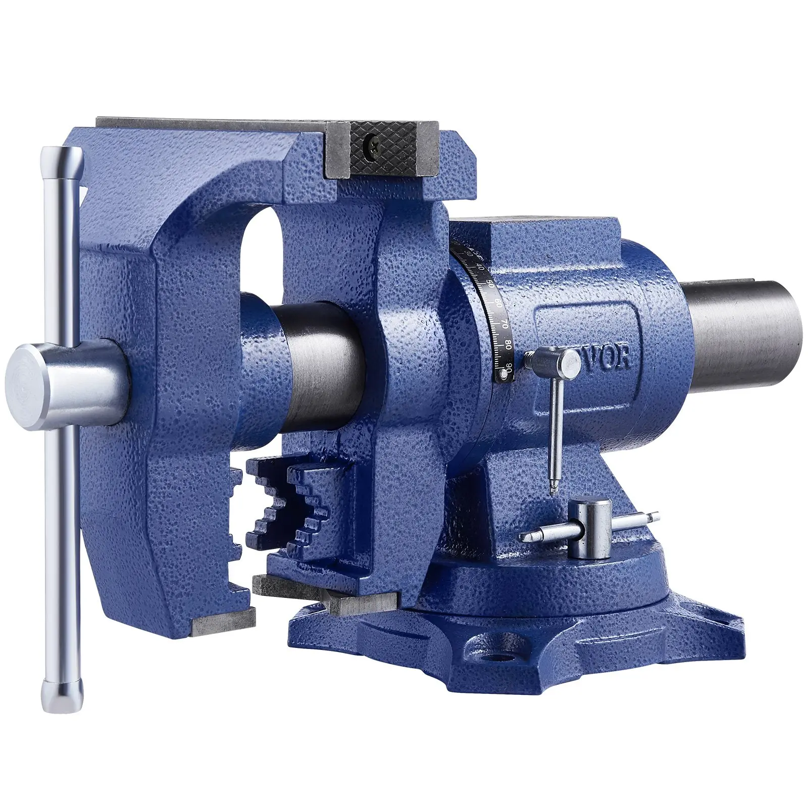 VEVOR Heavy Duty Bench Vise with Anvil, 6.5 in Jaw Width, 5 in Max Jaw Opening, 3 in Throat, 5620lbs High Clamp Force, Ductile Iron Build, 360° Swivel Base Head, Multi-Purpose for Pipe Repairing, Metalworkers