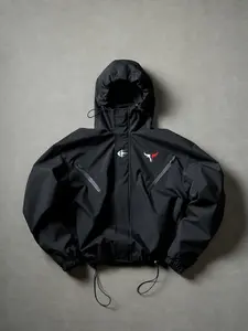 Spring Fall Hooded Windproof Jacket, Lightweight Waterproof Outdoor Hiking Jacket, Casual Street Style, Loose Fit, Plain Pattern