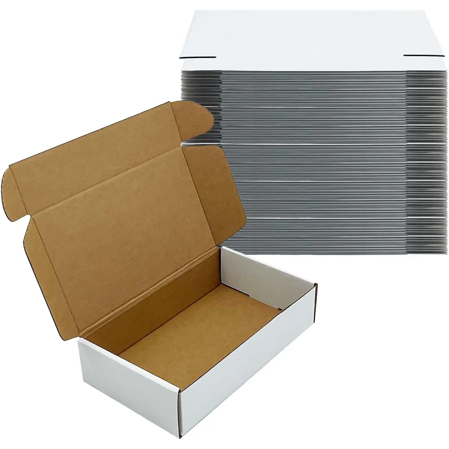 9x5x2 Inch 50 Pack White Shipping Boxes Heavy Duty Recycled Corrugated Mailer Boxes for Mailing Small Business E-Commerce Gift Wrapping Moving Storage