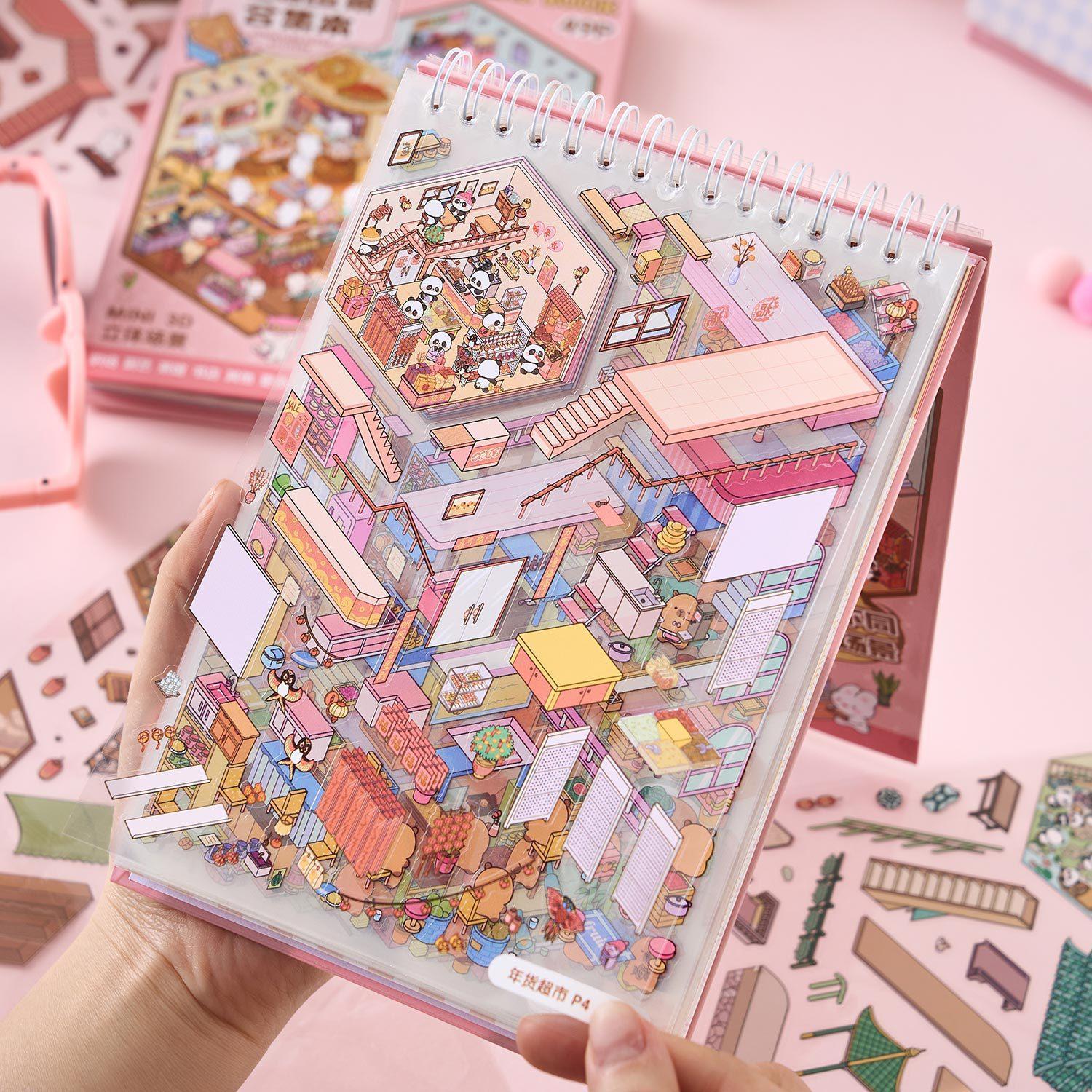 3D Miniature Scene Sticker Book, Adhesive Stickers, Unique Design for Creative Crafting, Ideal for DIY Projects and Home Decor #TOP PICKS