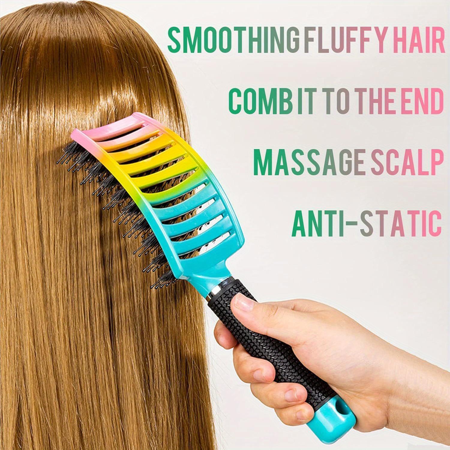 2PCS Flexible Nylon Bristle Hair Comb,Detangling Brush Set for Women,Massage Hollow Comb for Normal Hair, ABS Handle, Detangle Brush, Unentanglement