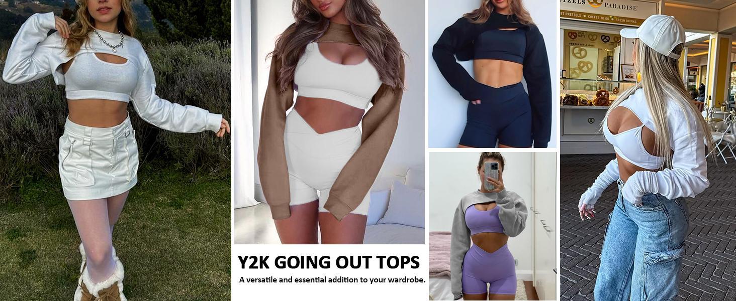 Imily Bela Womens Cropped Sweatshirt Shrugs Long Sleeve Workout Gym Cover Ups Bolero Shrug Y2k Super Crop Tops