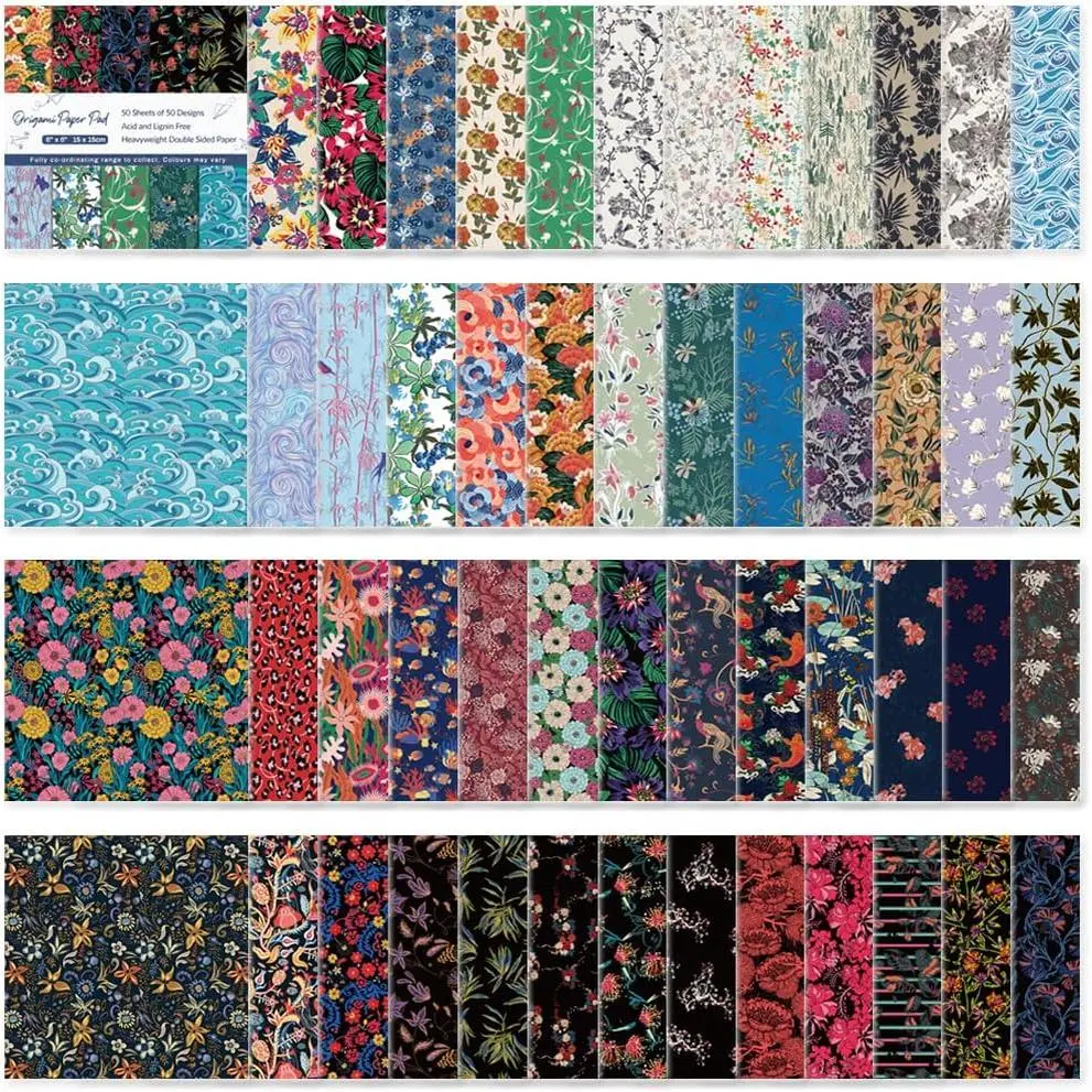 Origami Paper Kit 50 Sheets 6 Inch Square Double Sided Color 50   Washi Chiyo Colors for Hand Crafts Origami Paper Arts Creativity
