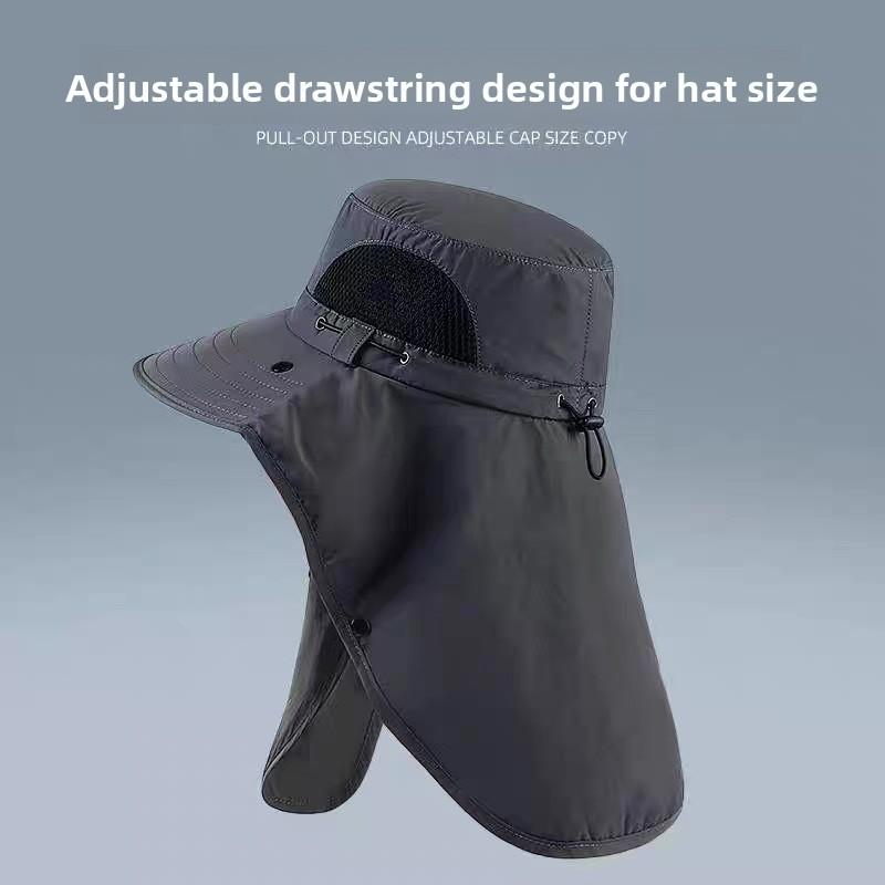 Bucket hat summer sun protection sun hat men's outdoor mountaineering hat fishing face cover neck protection integrated hat big brim sun hat