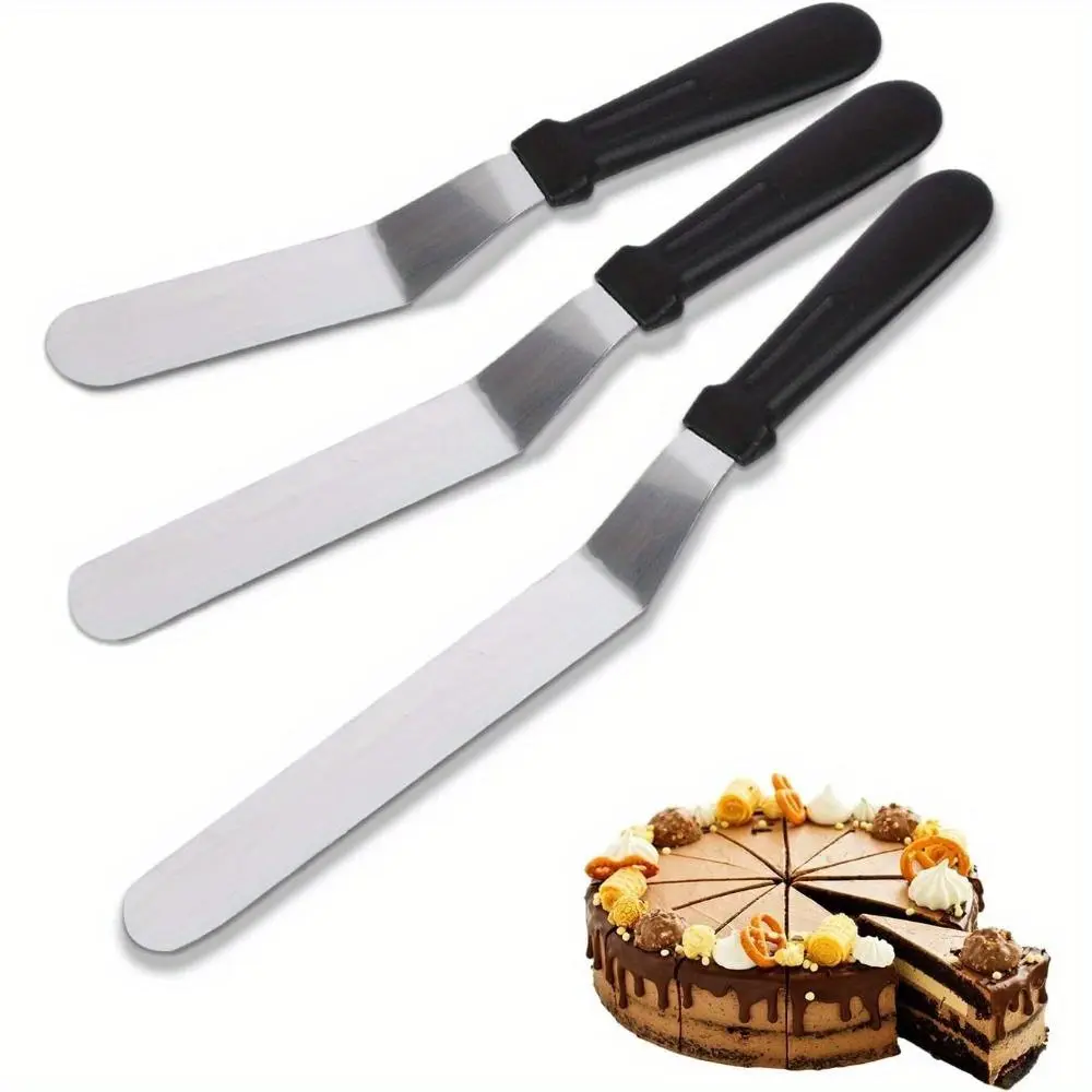 1pc Stainless Steel Cream Spatula with Silicone Details - Bakeware, Corrosion-Resistant, Durable, Non-Slip Tool for Baking, Cake Decorating (Kiss Knife, Scraper, Stripping Knife, Stirring Rod)