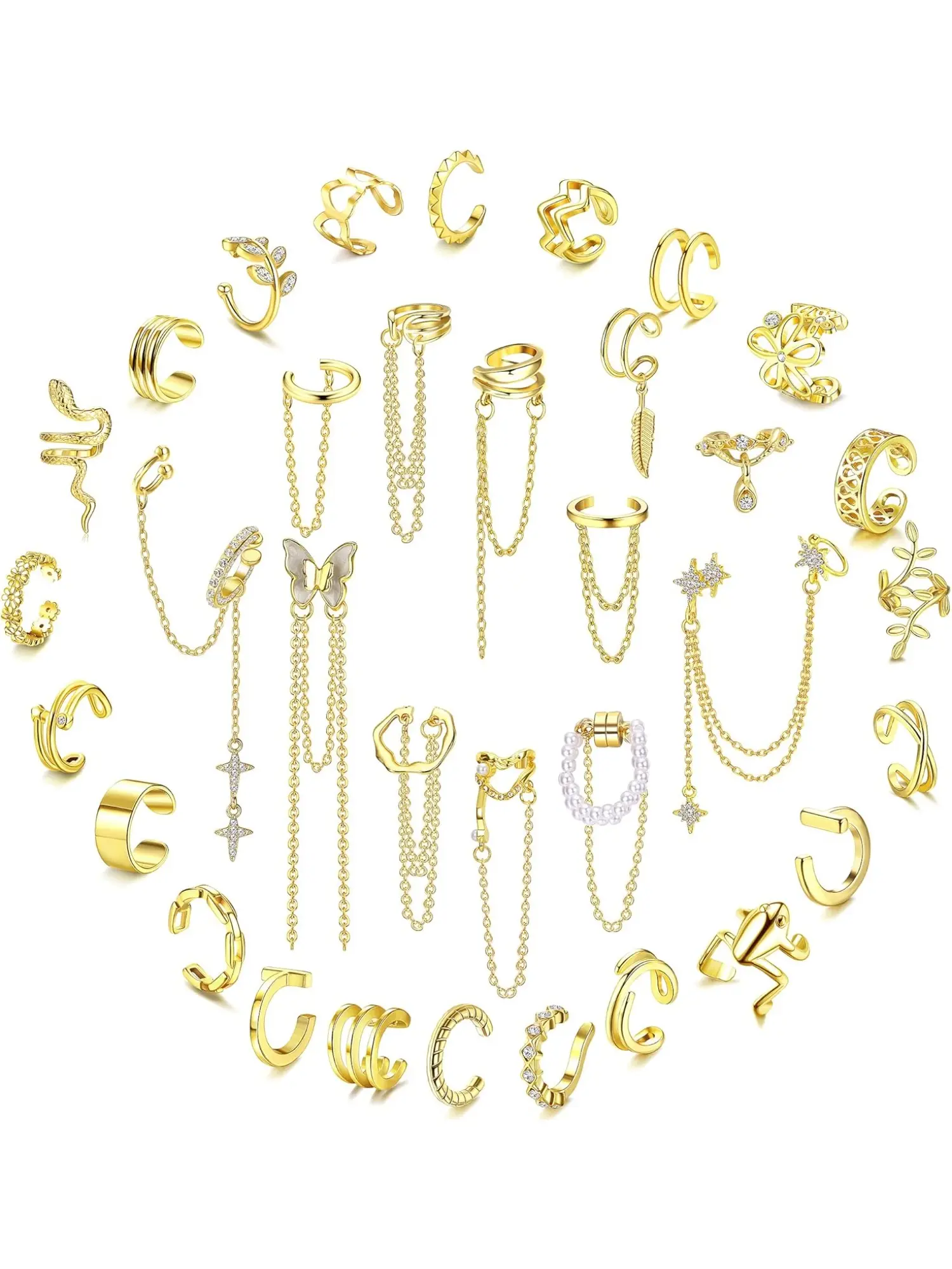 Ear Cuff Earrings Set for Women Fall Trendy Jewelry Fashion Earrings Adjustable Fake Earring Cuffs Non Piercing Earring Set Ear Jewelry Set