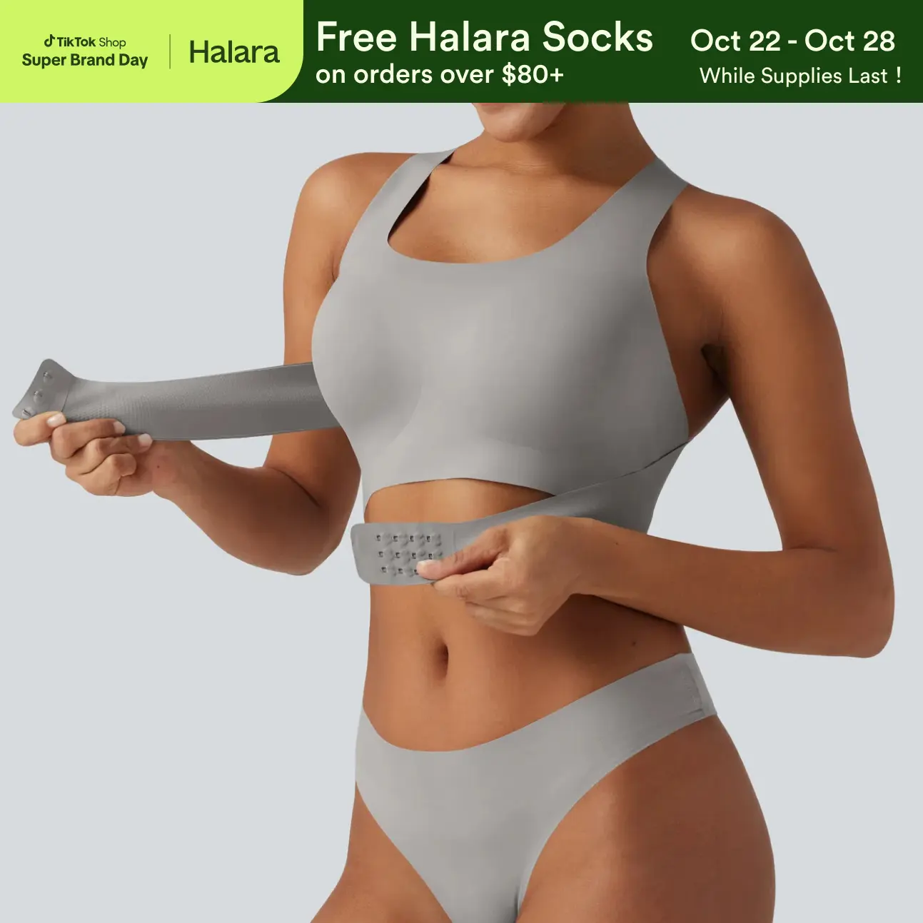 【Creator’s Pick】Halara U Neck Crisscross Casual Wireless Bra with Built-in Bra for B-DD Cups