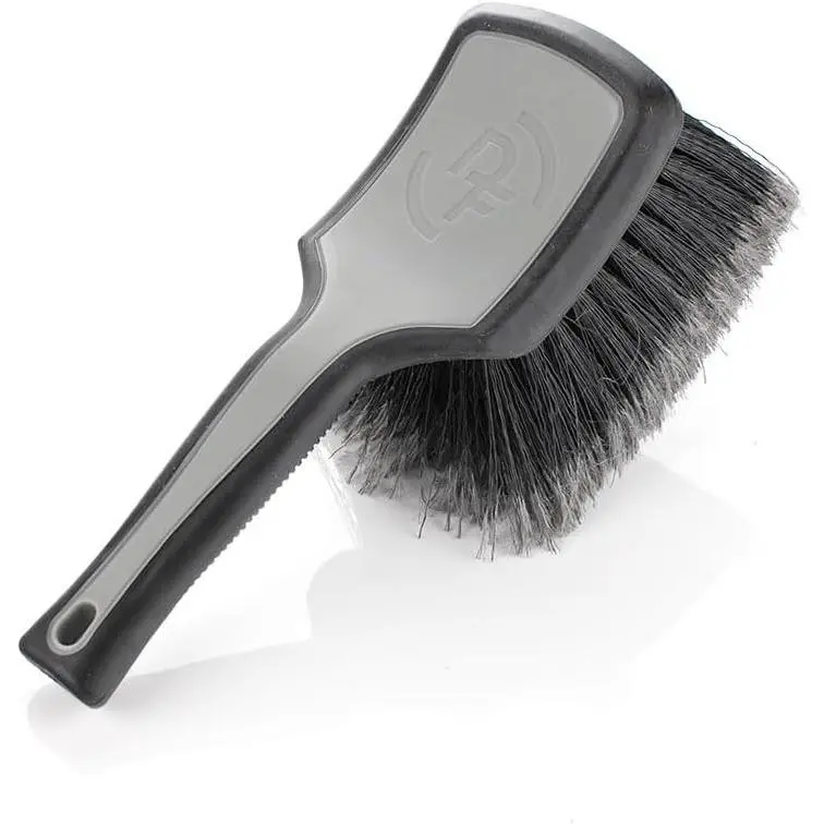 ProGrip Wheel Face Brush - Ergonomic ProGrip Handle - Premium Wheel Cleaner Brush - Soft Flagged-Tip Bristles - Grey & Black