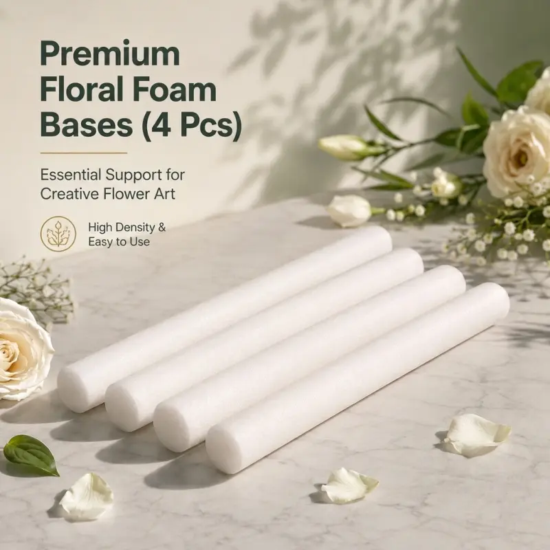 4-Pack Premium Floral Foam Rods - High Density Base for DIY Flower Arrangements, DIY Craft Supplies