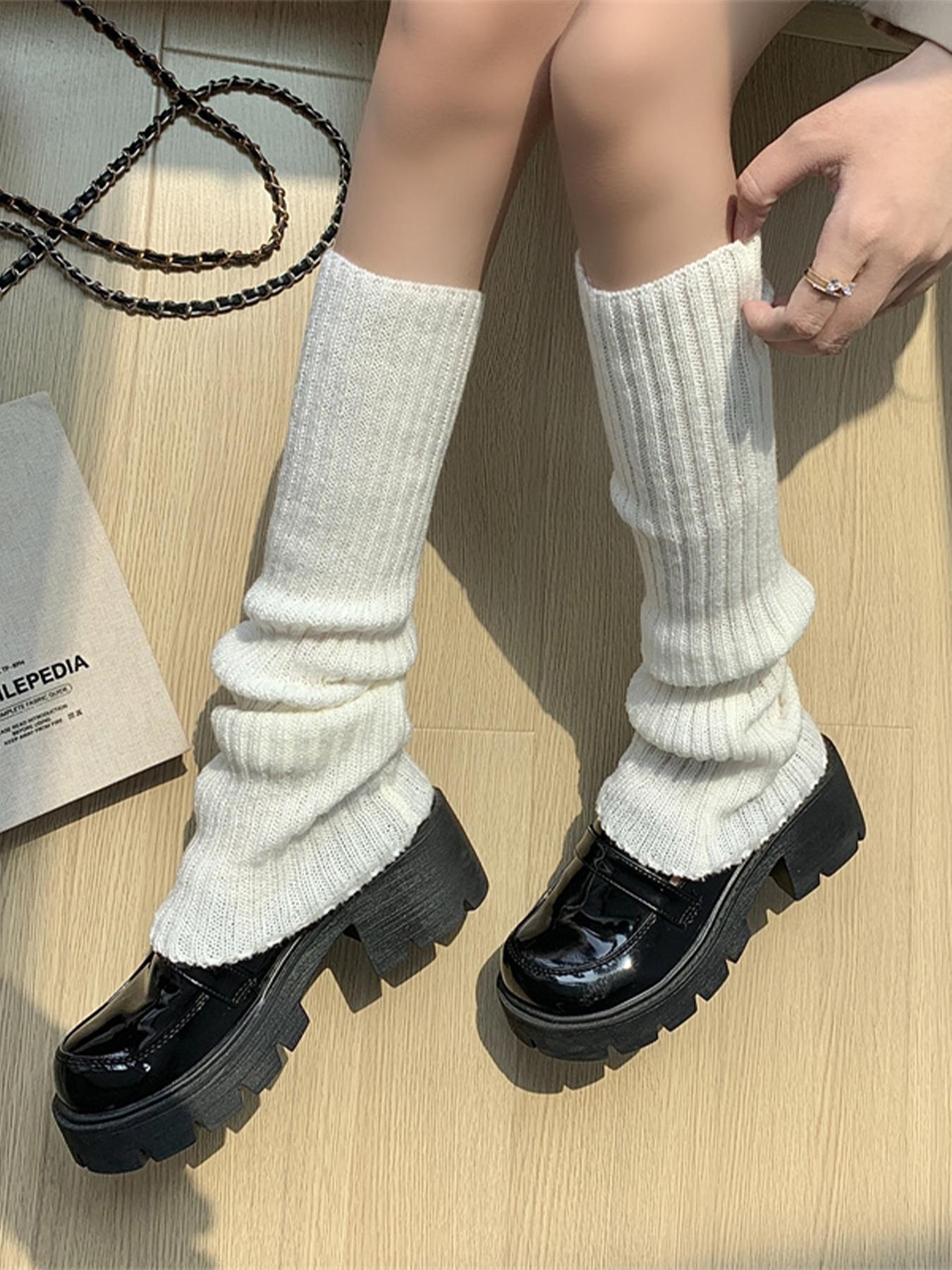 Women's 1 Pair Textured Ribbed Fitted Leg Warmers, Casual Solid Color Leg Warmers For Fall & Winter, Fashion Cozy Socks For Women & Girls, Womenswear