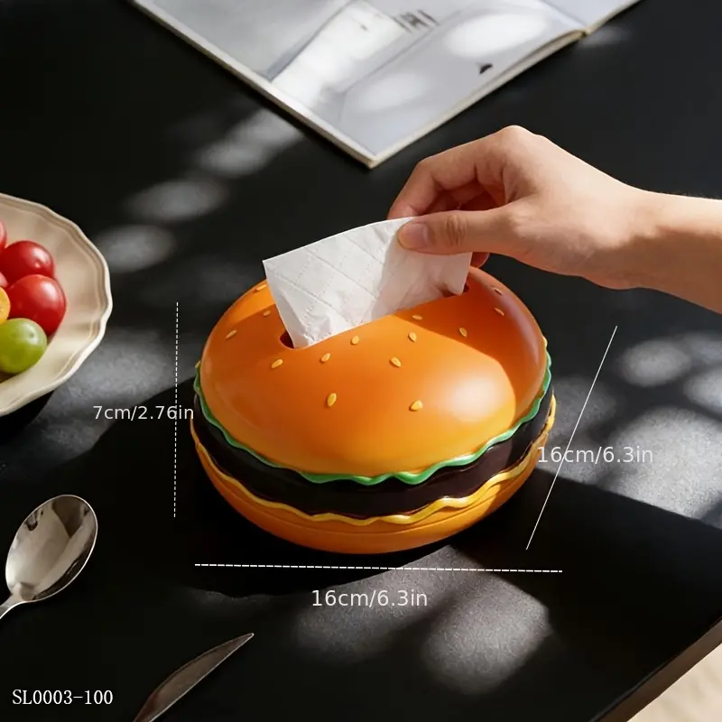 Hamburger Plastic Tissue Box Decoration, Quirky and Creative Fun Living Room Home Dining Table Coffee Table Tissue Holder