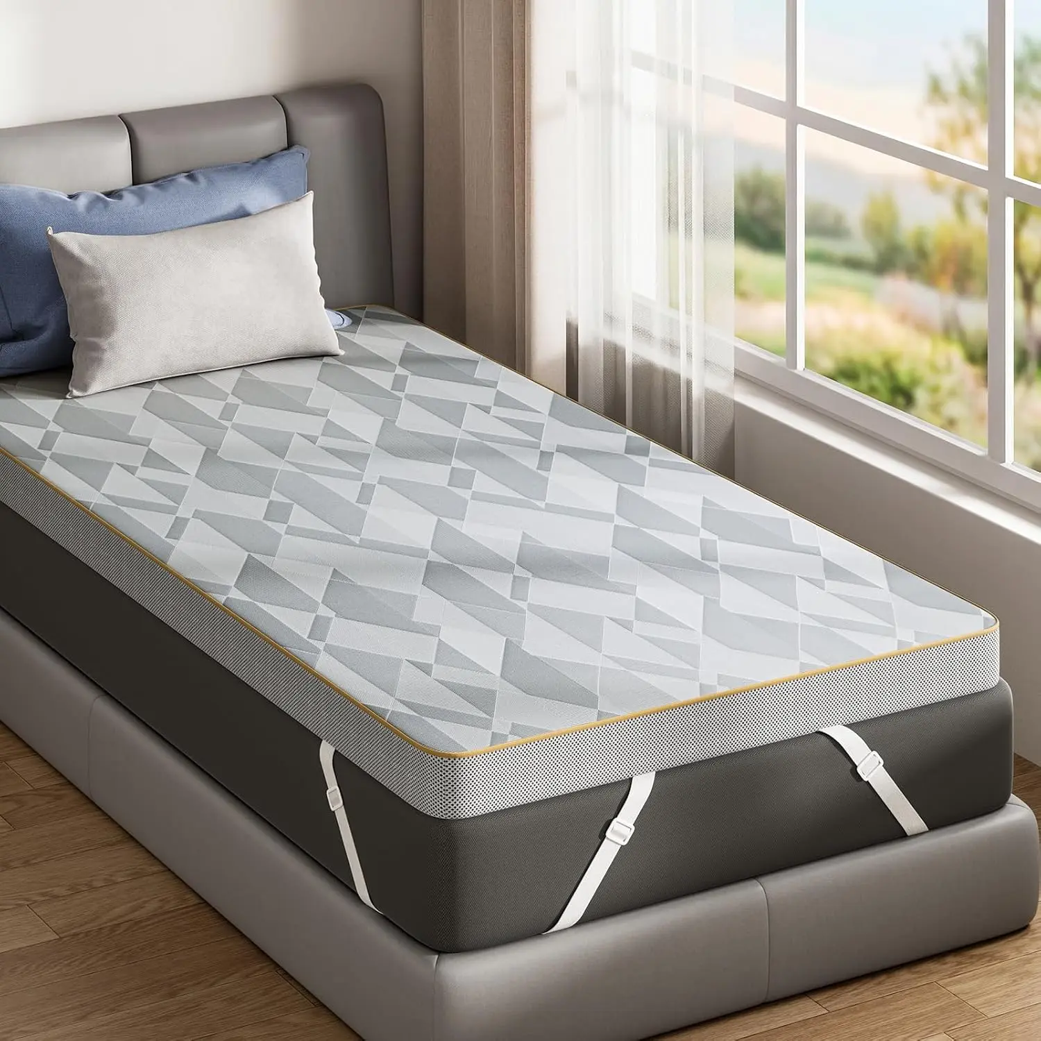 Firm Mattress Topper Twin XL, 3" Hard Mattress Topper for Pressure Relief, Mattress Pad with Cooling Bamboo Cover, High Density Memory Foam, Removable & Washable