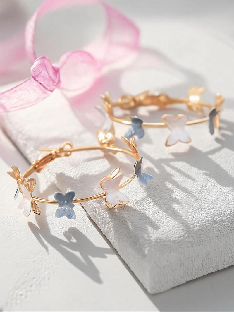 Butterfly Design Hoop Earrings, Fashionable Multilayer Earrings for Women, Daily Use, Fashion Jewelry Accessories, Trendy All-match & Exquisite Jewelry for Birthday Gift