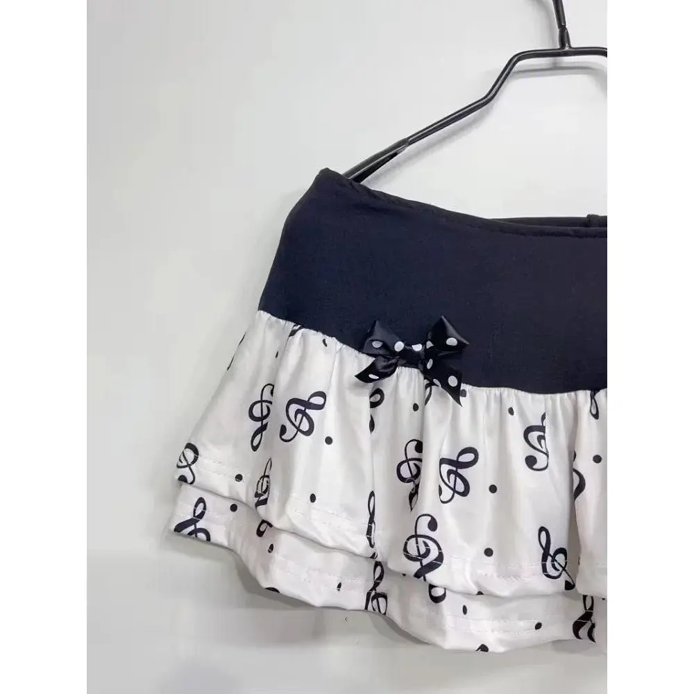 Sweet Hottie Women  Japanese Goth Music Note Printed Mini Short Skirt High Waist Aesthetic Ruffle Skirts A-line 2000s Clothes