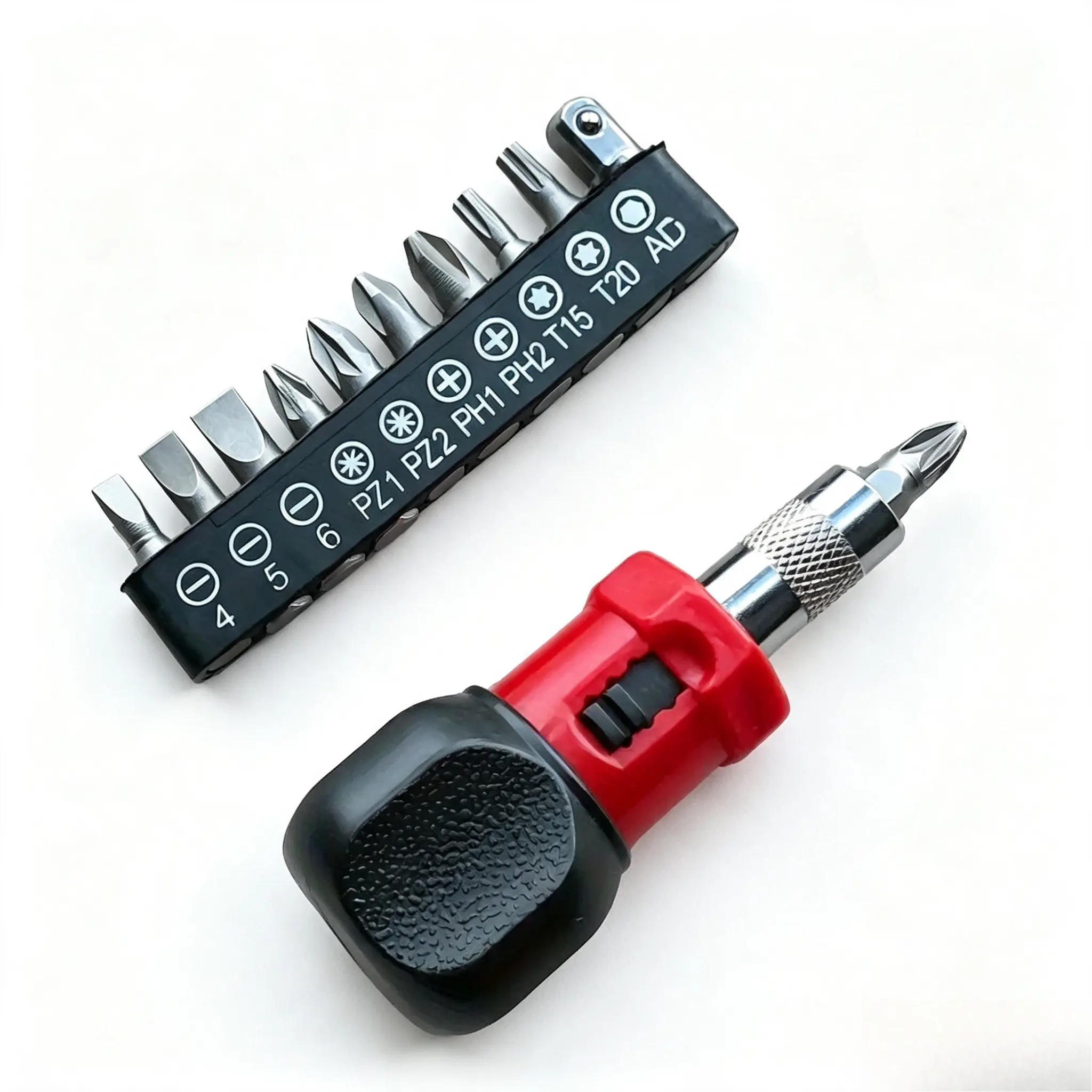 Stubby Ratchet Screwdriver Set With Multi-Type Bits, Reversible Mini Hand Screwdriver, Portable Household Repair Hand Tool, Multipurpose Hardware Kit For Furniture Assembly And Daily Maintenance