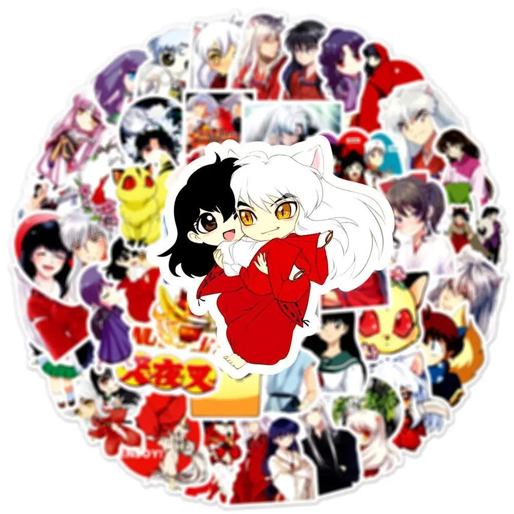 50PCS Inuyasha Cartoon Stickers Higurashi Kagome Sticker Adventure Anime DIY Luggage Laptop Guitar Car Bike Decals Kids Toys