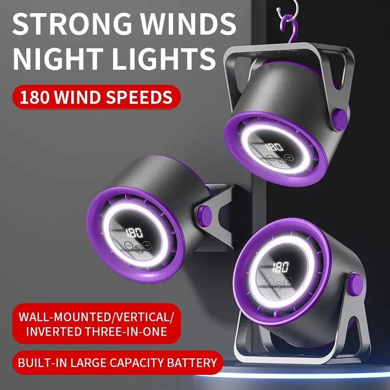 2026 Desktop Fan, Quiet Rechargeable Large Airflow Mini Air Circulator, USB Charging, 180° Wind Direction, Quick Cooling, Night Light, Type-C Port