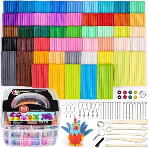 Polymer Clay Kit, DIY Oven Bake Modeling Clay with Sculpting Tools, 50 Colors, 3.46 lb