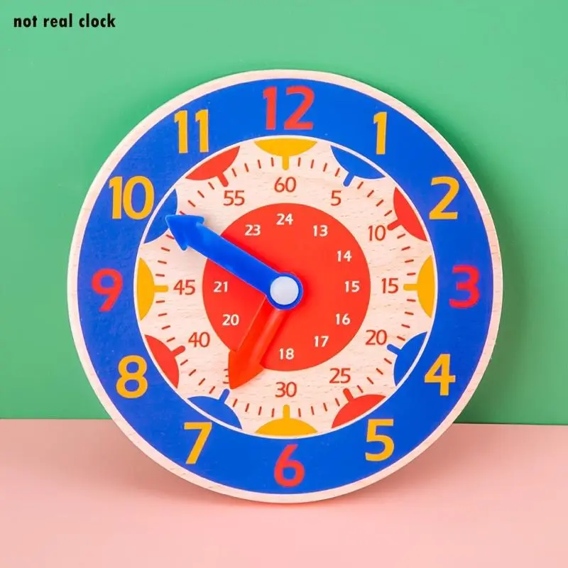 Random Pointer Color, Not a Real Clock, Wooden Educational Clock Teaching Aid, Student Clock Model, Digital Clock Toy, Children's Time Learning Toy