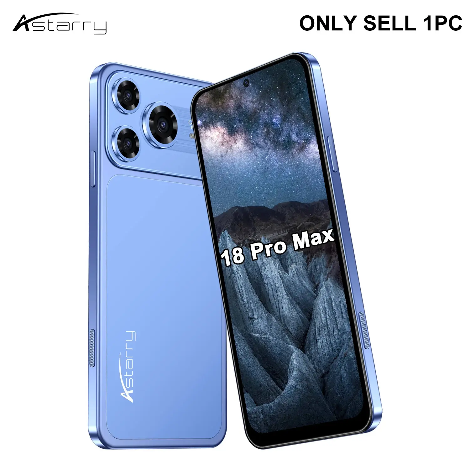 Astarry-6.56-inch 18 Pro Max 3GB+32GB storage 4-core MTK6739 2MP+5MP dual SIM card with one click camera button, facial recognition, global unlocking 4G phone