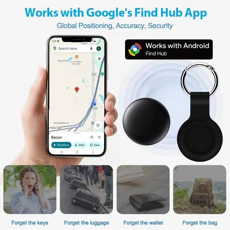 Smart Tracker Label Compatible with Google Find My Device, Only for Android, Track Keys Luggage Bags Backpacks, Not for iOS Devices