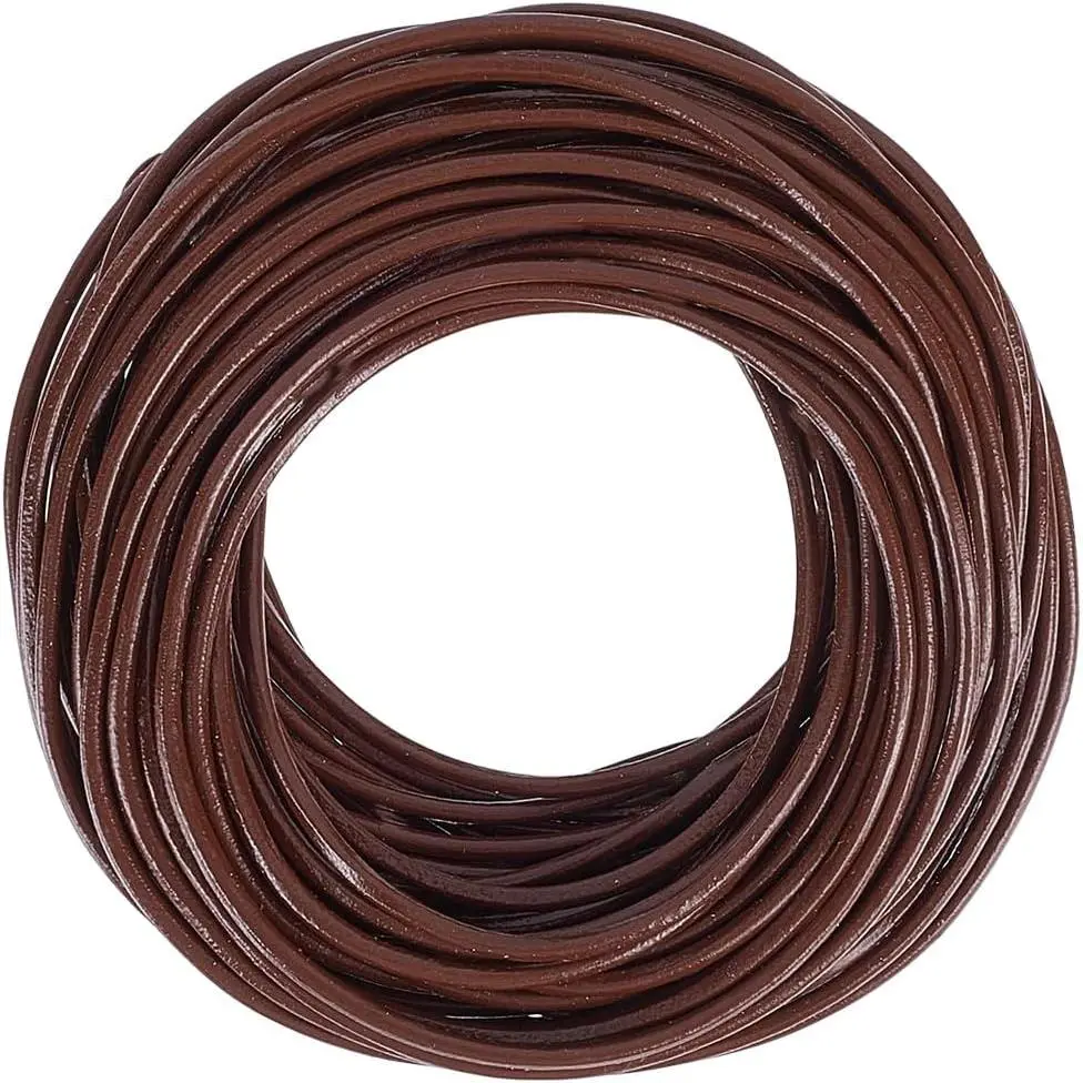 10.94 Yards 2mm Round  Cord Strap for  Making Cowhide Leather String Lace Cording Rope Braiding Strip Thread for Crafting Necklace Bracelets Wraps Beading(Brown)