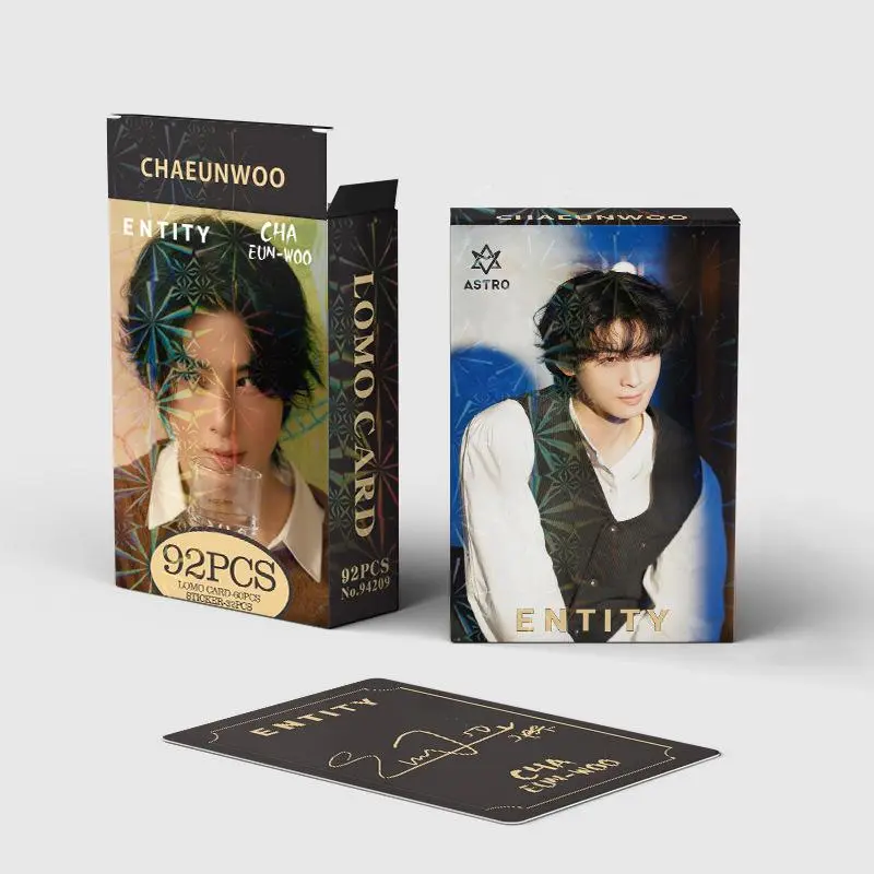 92PCS Cha EunWoo Photo Cards Set - Korean Star Collectible LOMO Cards with Bonus Stickers