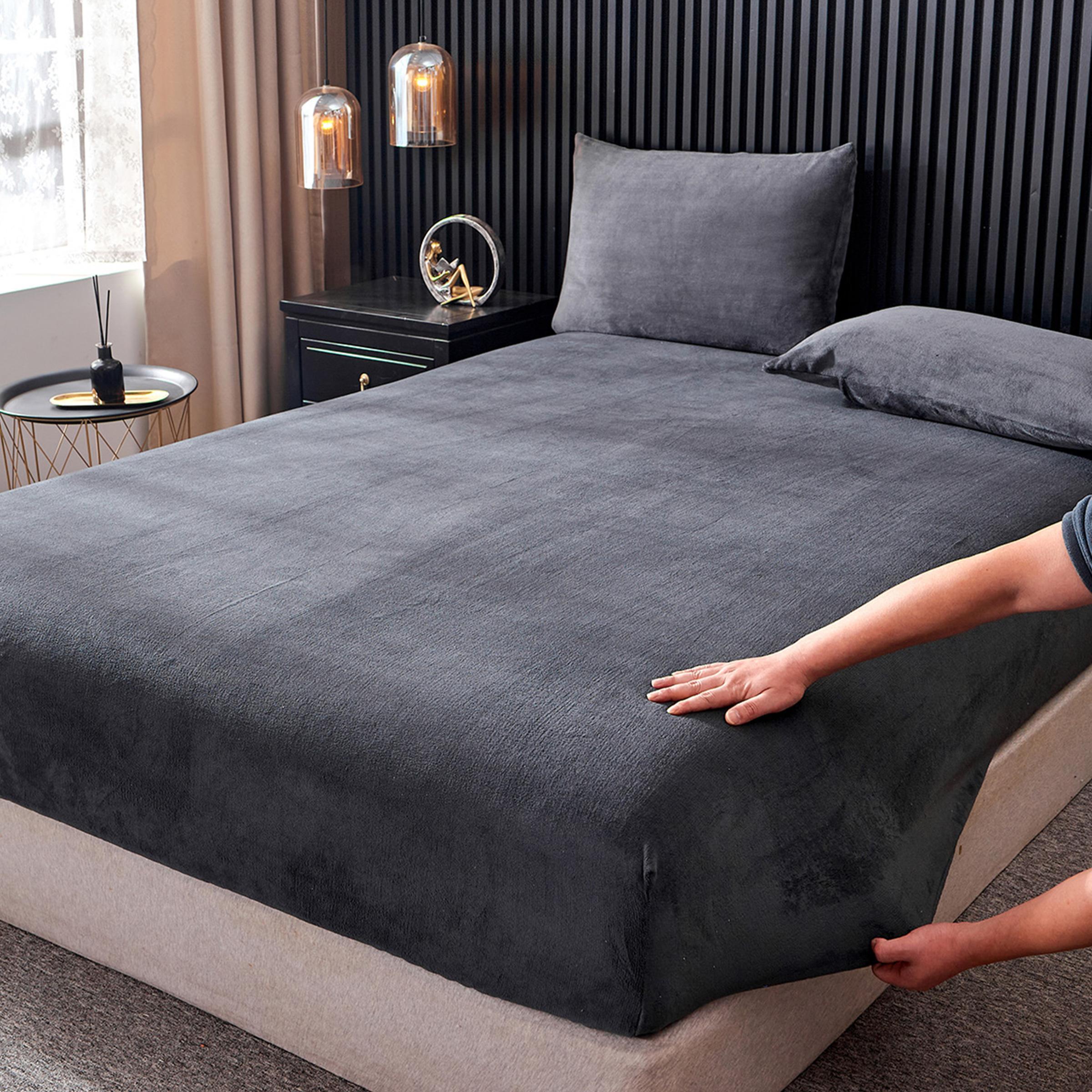 Solid Color Fitted Sheet, 1 Count Soft Comfortable Machine Washable Fitted Sheet, Breathable Bedding Sheet, Breathable Sheets for Home Bedroom Hotel, Silky Bedding Sheets