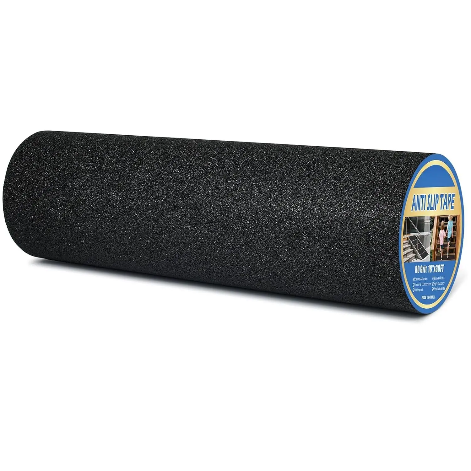 Anti Slip Tape, 18 Inch x 30FT Wide Grip Tape, 80 Grit High Traction Non Skid Tape for Stairs, Ramps, Walkways, Outdoor Steps, Entryways, Black Abrasive Traction Tape