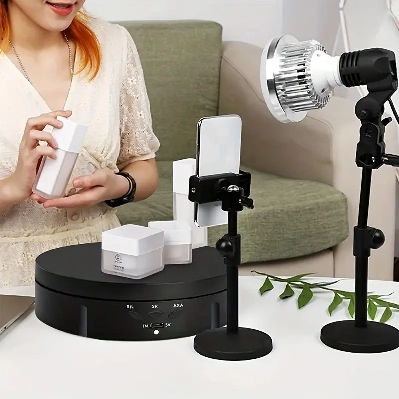 5.75-Inch Rotating Table, 360 Degree USB Powered Electric Display Table, 3-Speed Speed Regulation, Ideal for Videos, Photography, Jewelry, Live Broadcasts