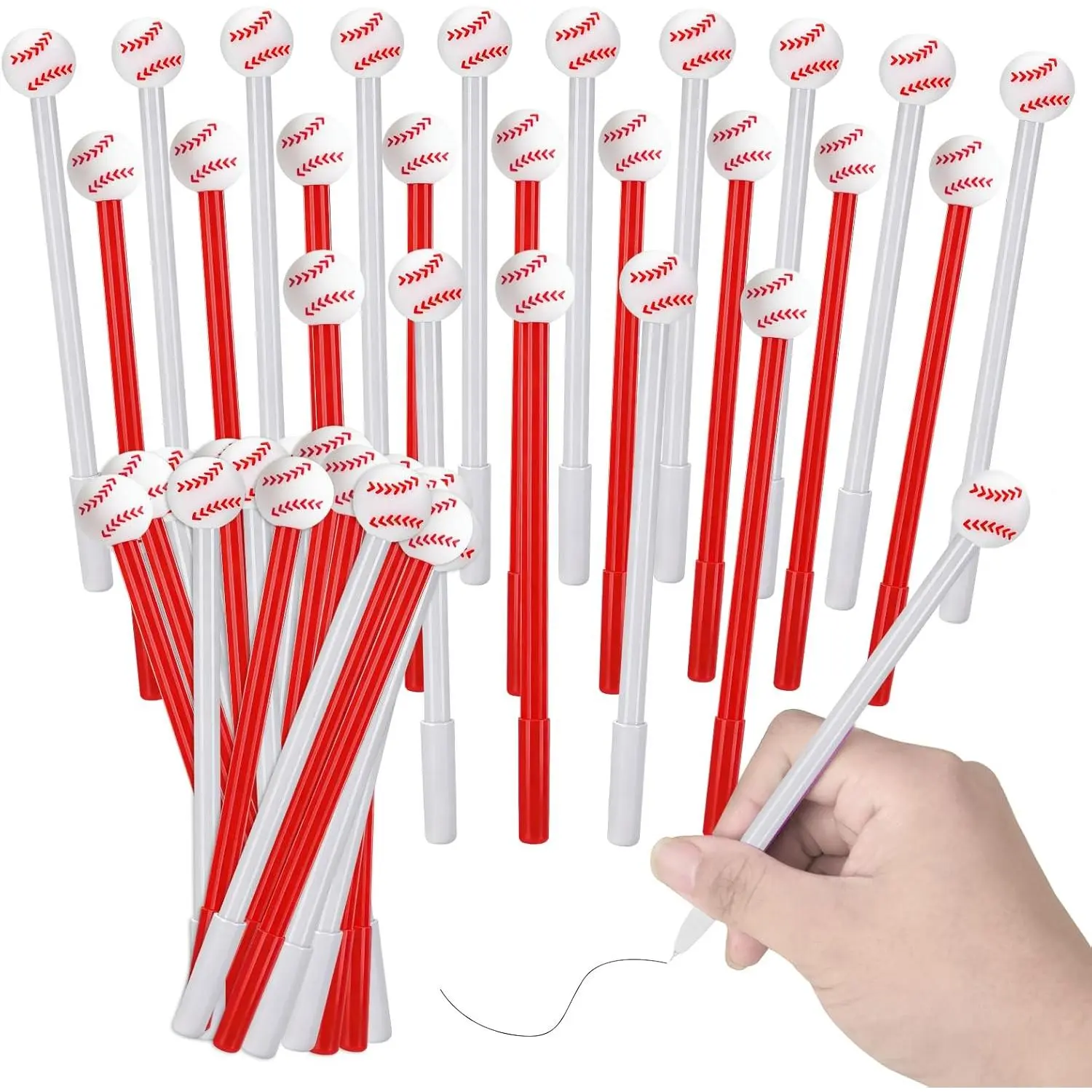 Baseball Party Favor Baseball Pens Bulk Cute Fun Kawaii  Shape Gel Ink Pens for School Office  and Birthday Pen (Baseball, 24)