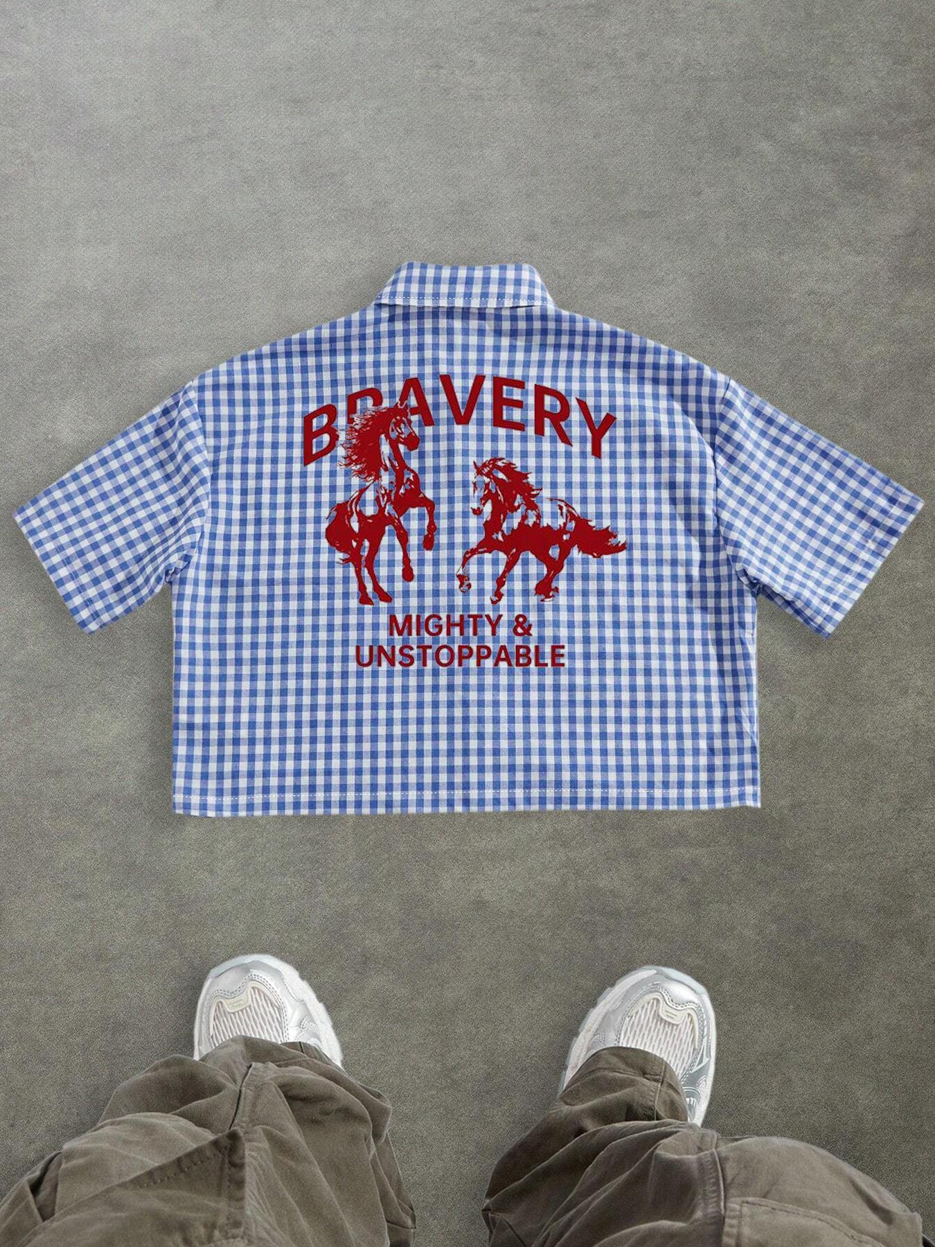 Men's Regular Fit Plaid Checkered Print Short Sleeve Shirt, Casual Street Comfy Top for Summer, Fashion Men's Clothes for Daily Wear