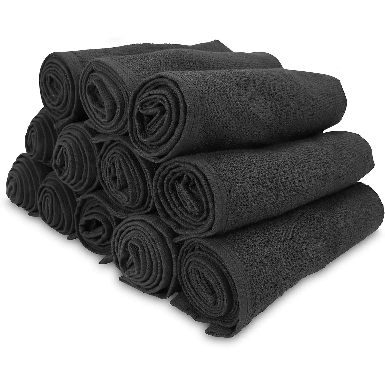 Bleach Resistant Salon Towels 12 Pack - 100% Cotton Hair Towels, Soft, Absorbent, Quick Dry Spa & Barber Towels for Hair Stylist, Nail Salon & Esthetician, 16 x 28, Black