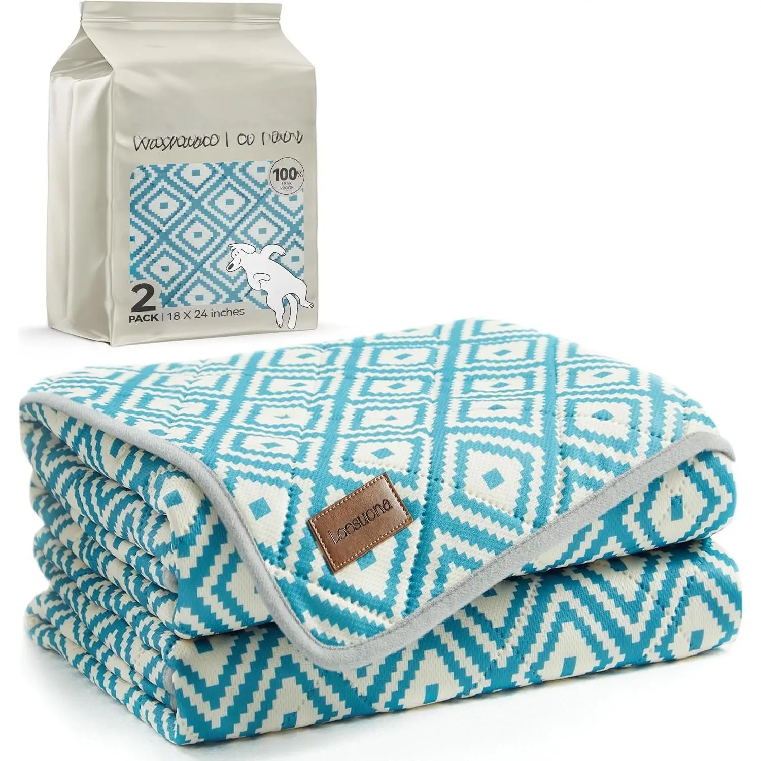 Washable Pee Pads for Dogs , 2 Pack Ultra-Absorbent  Puppy Pads with  & Non-Slip Backing, Leak-Proof Protection for   , Crates , Whelping & Playpens ( 18"x24" )