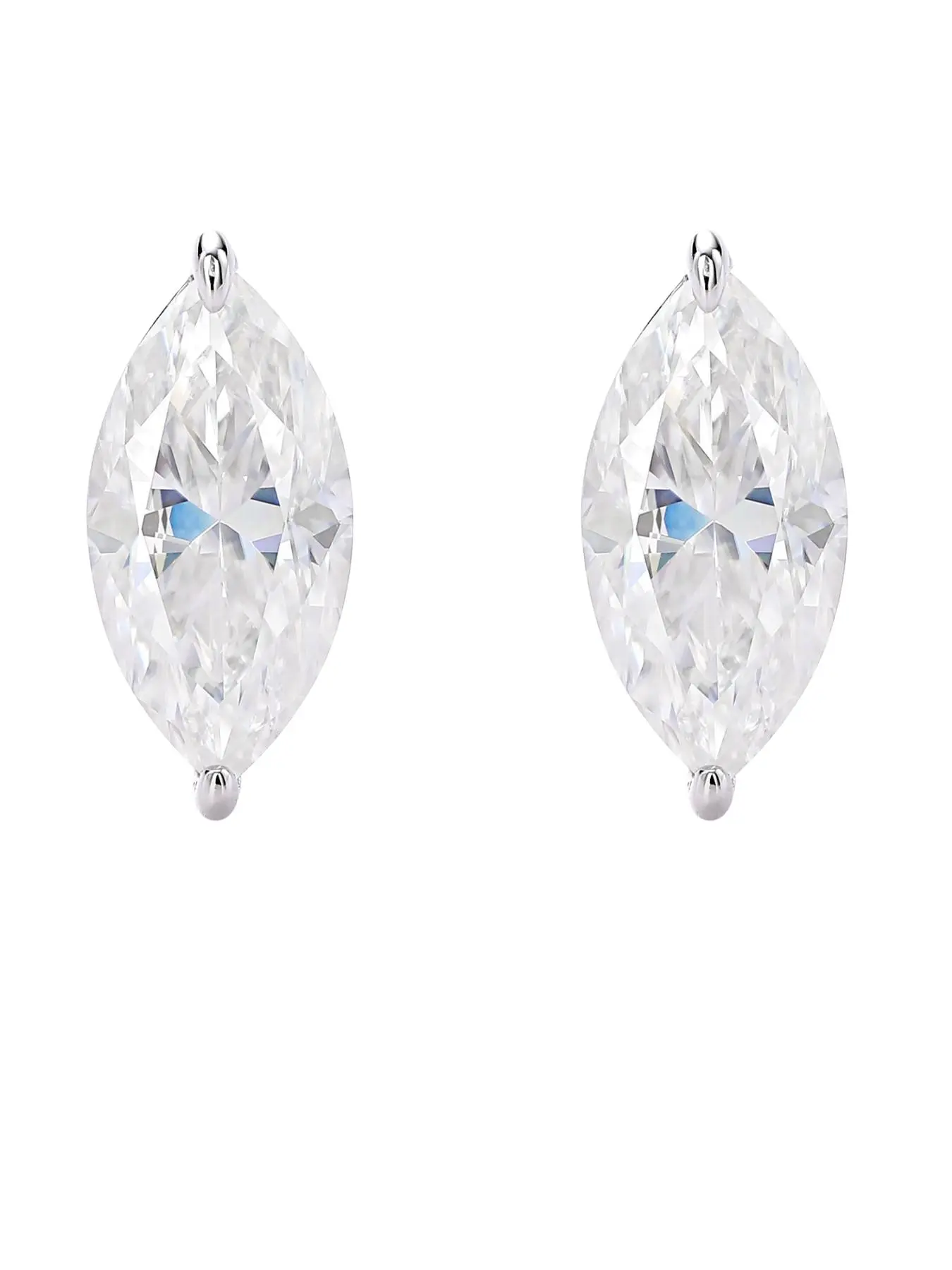1Pair Marquise Moissanite Stud Earrings Minimalist Design S925 Sterling Silver Fine Jewelry For Women Daily Wear Wedding Party Gift