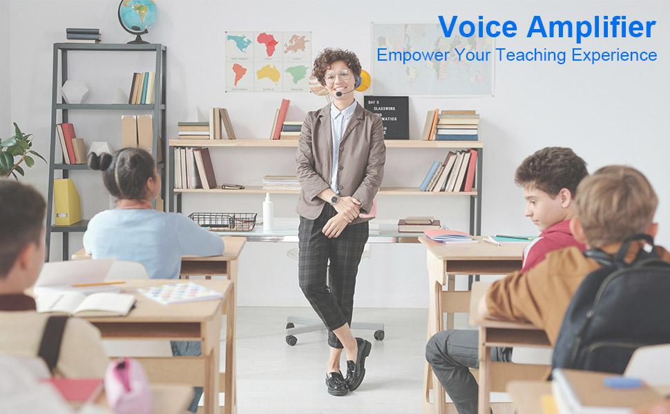 Portable Voice Amplifier for Teachers, 2200mAh Rechargeable Personal Amplifier Mic PA System Headset Microphone with Speaker for Teachers, Training, Meeting, Tour Guide, Yoga, Classroom (Rose)